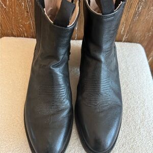 Korwin Black Leather Zipper Cowboy Boots
